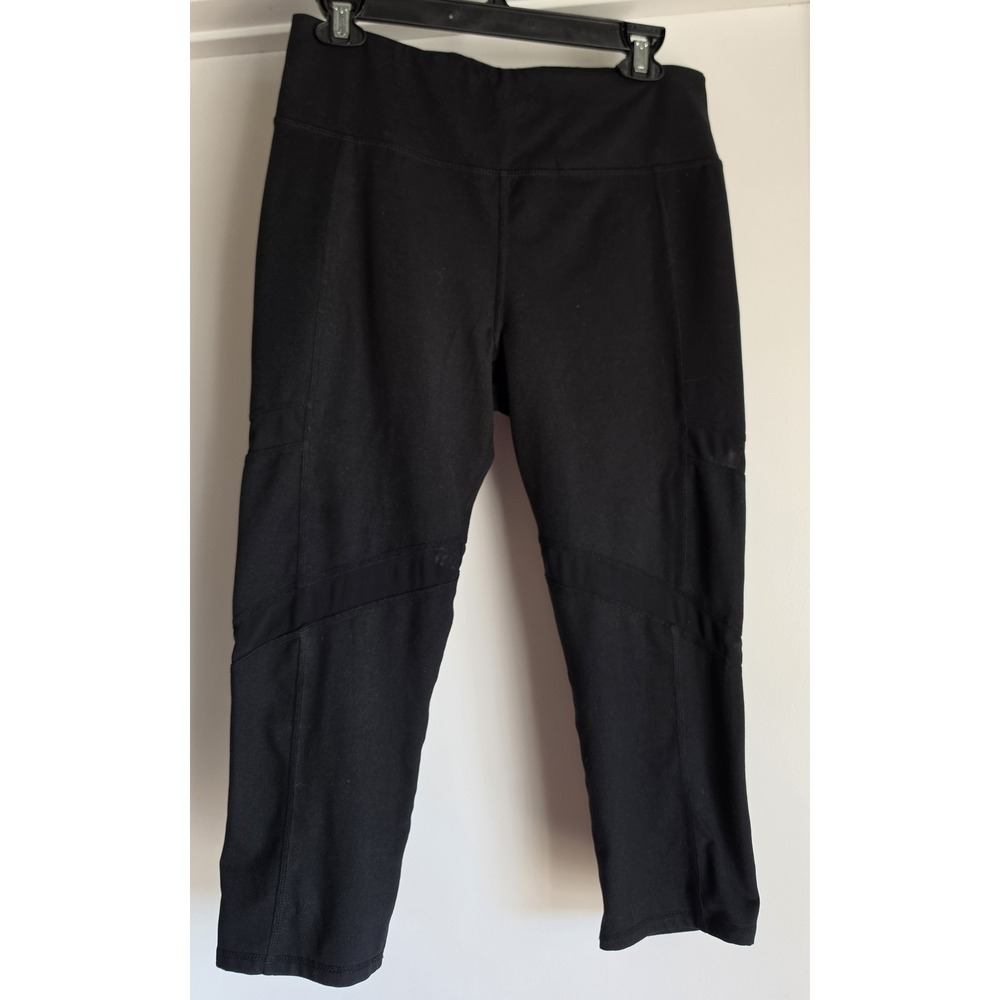 Betsey Johnson Capri Leggings Size L Black Solid Activewear Athleisure Pants